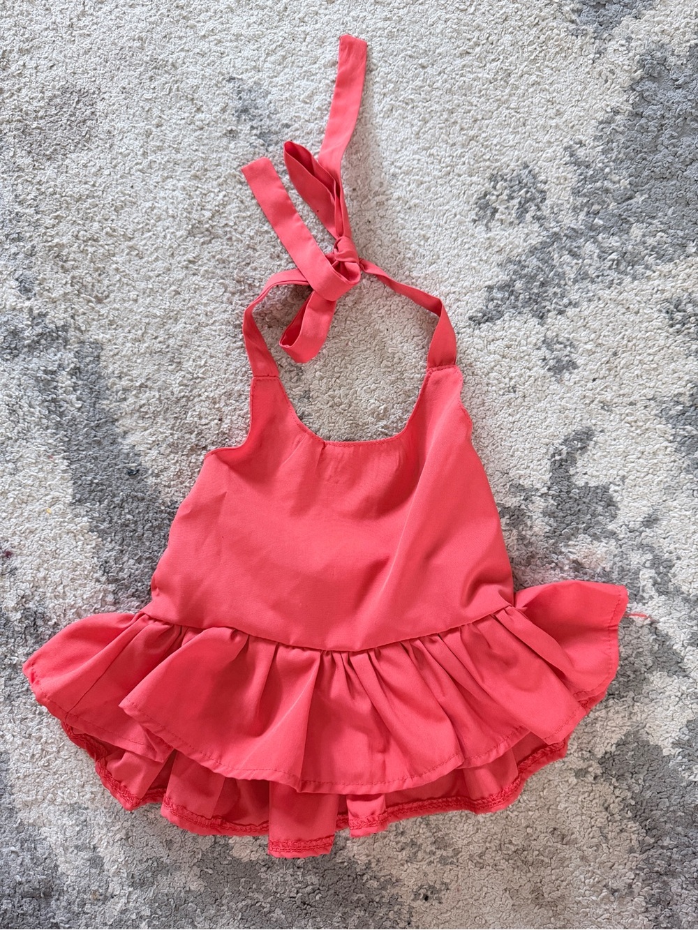 Coral Ruffled Halter Peplum Little Girls Shirt